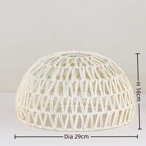 NWOT - Rope Weave Hanging Lamp Shade Bohemian Rustic Light Fixture Cream Rattan